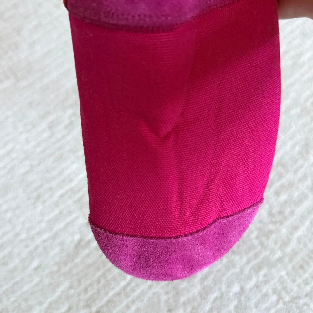 Haflinger Pink Suede Felt Dots Canvas Slip On Loafers Slippers Size 40 9/9.5 US